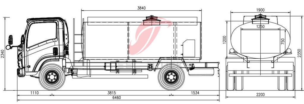 ISUZU 5000L Fuel tanker truck drawing ISUZU 5000L Fuel tanker truck drawing