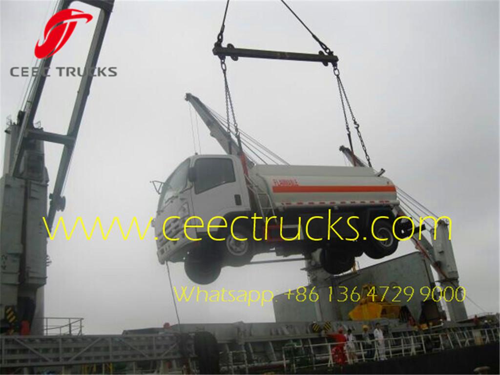 ISUZU 5000L Fuel tanker truck at shanghai seaport ISUZU 5000L Fuel tanker truck at shanghai seaport