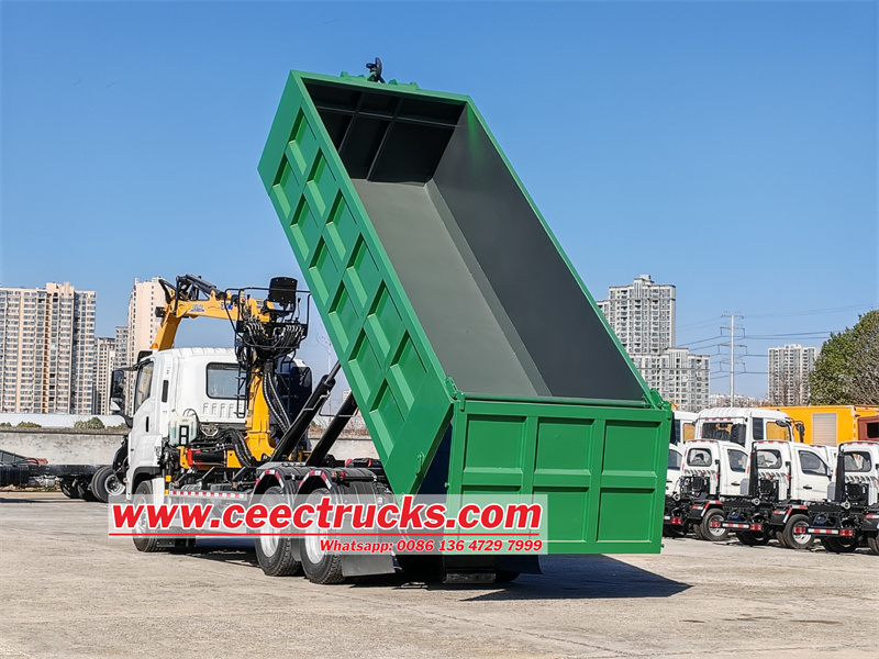 Isuzu GIGA 6x4 hook lift garbage truck with crane