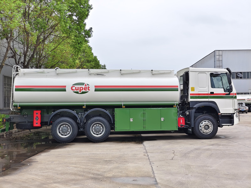 Side view of howo oil tank truck with cupet logo