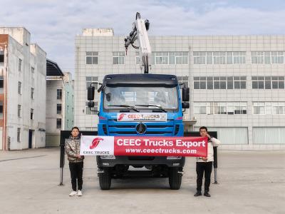 Beiben 6x4 cargo truck with knuckle crane