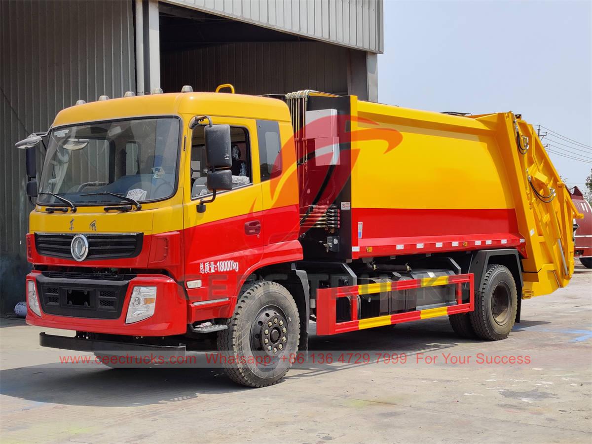 အသစ်စက်စက် Dongfeng 12CBM အမှိုက်ကွန်ပရက်တာ ထရပ်ကား ရောင်းရန်ရှိသည်။