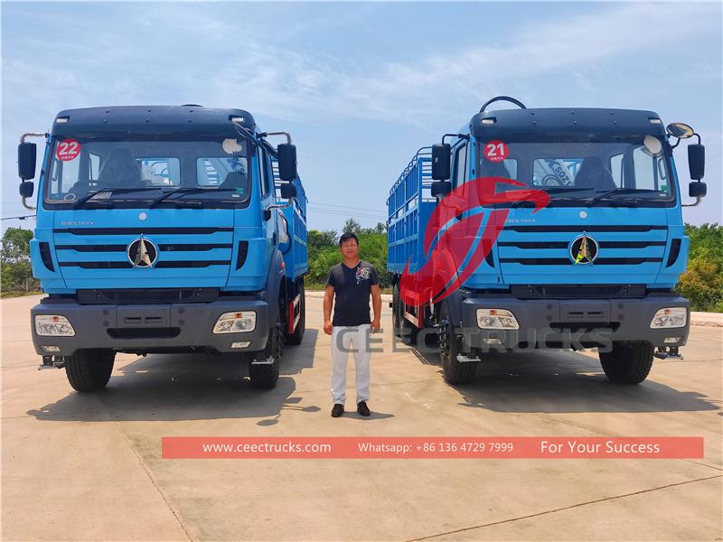 တန်ဇန်းနီးယား - CEEC TRUCKS မှ Beiben RHD 6×4 လက်ကွေးချိတ်ကြိုး ကား 2 စီး တင်ပို့ခဲ့သည်