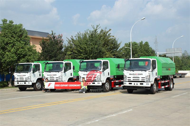ကင်မရွန်း - CEEC TRUCKS မှ ကင်မရွန်းသို့ ISUZU hook lift ထရပ်ကား ၄ စီး ပို့ဆောင်ခြင်း